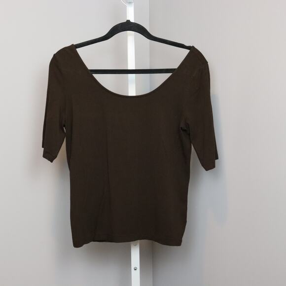 Lauren Ralph Lauren Brown Scoop Neck Stretch Top Size 10 - Picture 1 of 3